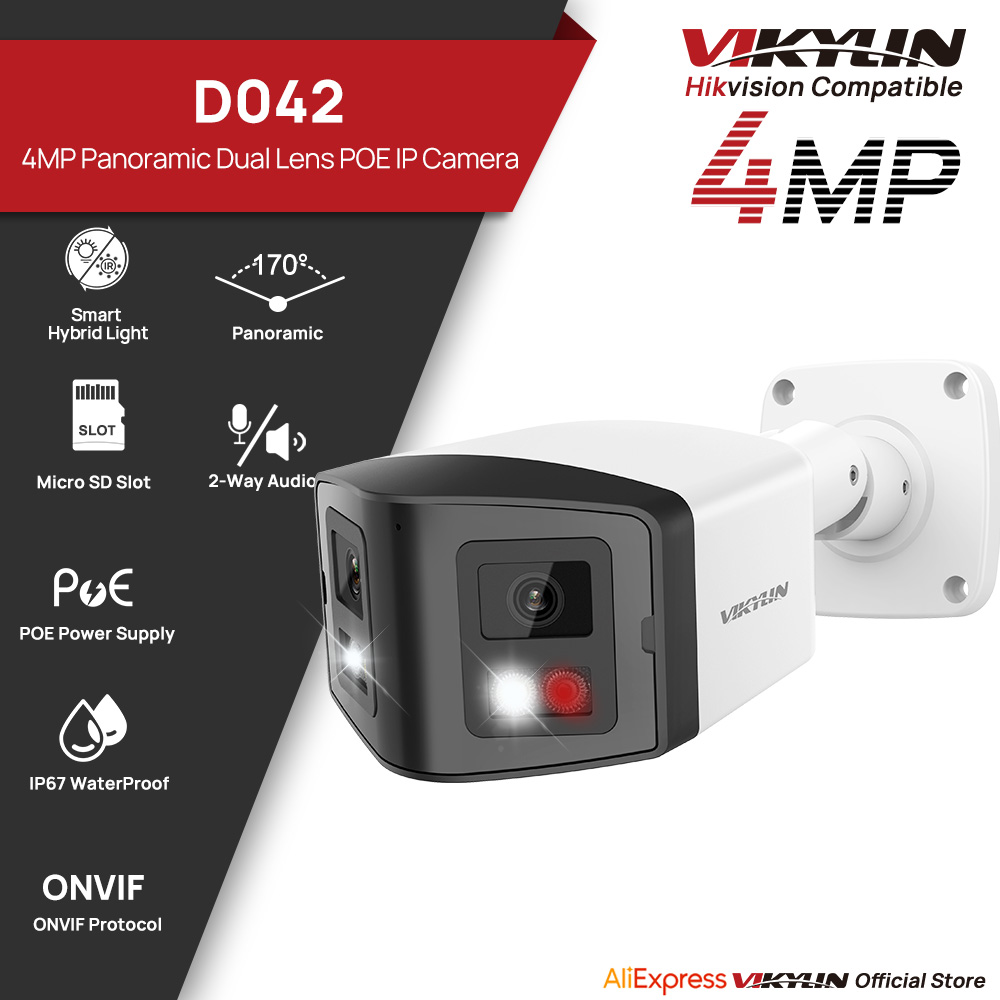 Outdoor Power Port - VIKYLIN 170 ° パノラマセキュリティIPカメラ スマートデュアルライト 4MPデュアルレンズIPカメラ
