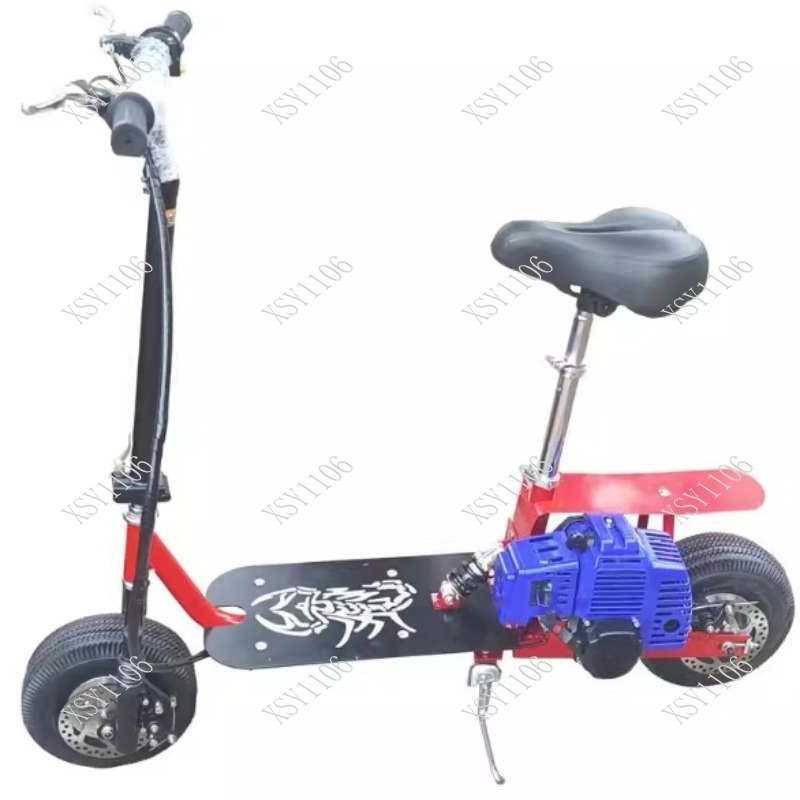 Outdoor Power And Pedal - 折りたたみ式2ストロークミニペダルスクーター、携帯用燃料式二輪通勤用屋外スクーター、持ち運びが簡単