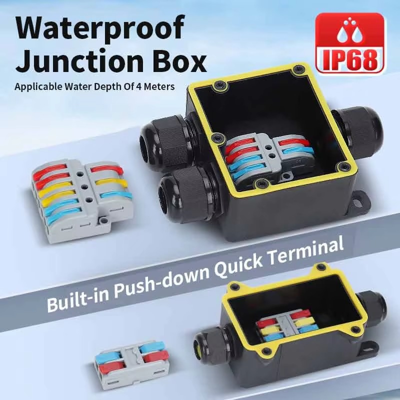 防水ジャンクションボックス IP68 2ウェイプラグライン  - Outdoor Power Outlet Box のレビューと価格